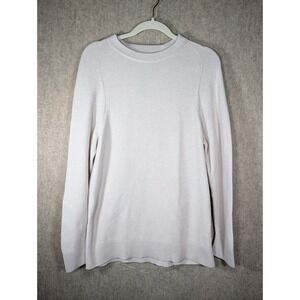 Lululemon Mens Textured Knit Crewneck Sweater Heathered Natural Ivory LM3ENFS S